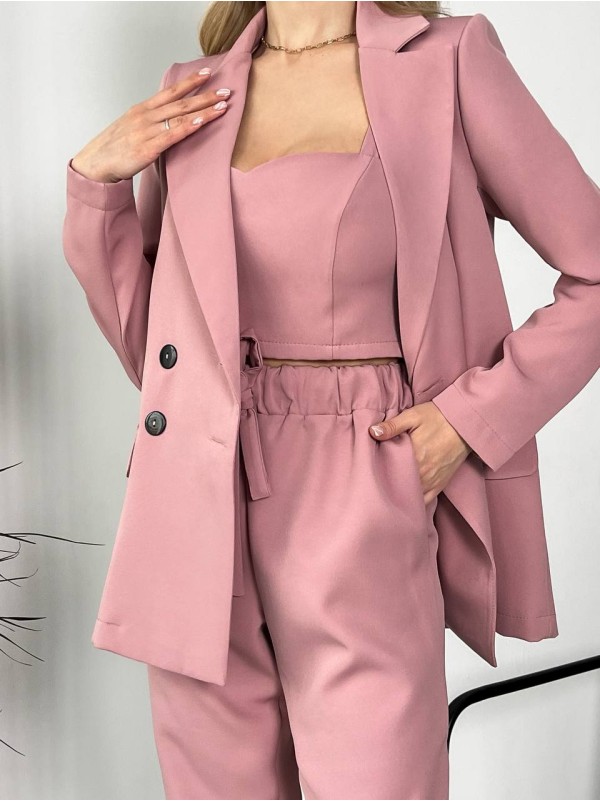 Костюм-трійка кольору запорошена троянда 24433