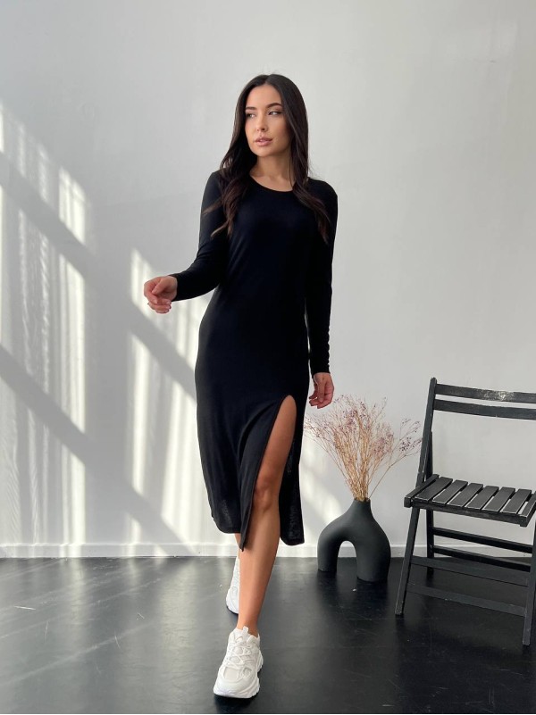 Міді сукня в рубчик, чорного кольору 24712