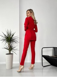 Жіночий стильний костюм-трійка червоного кольору 25773