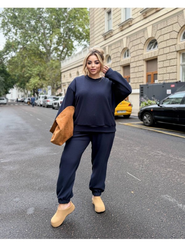 Жіночий флісовий спортивний костюм темно-синього кольору 25965