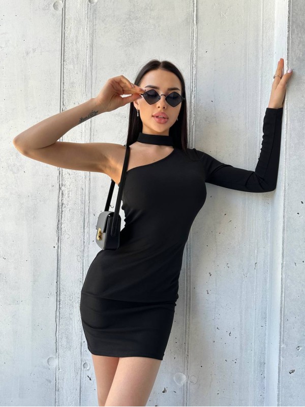 Вечiрня сукня  на один рукав чорного кольору 25971