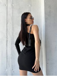 Вечiрня сукня  на один рукав чорного кольору 25971