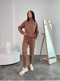 Жіночий повсякденний костюм кольору мокко 26128