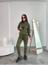 Жіночий повсякденний костюм кольору хакi 26129