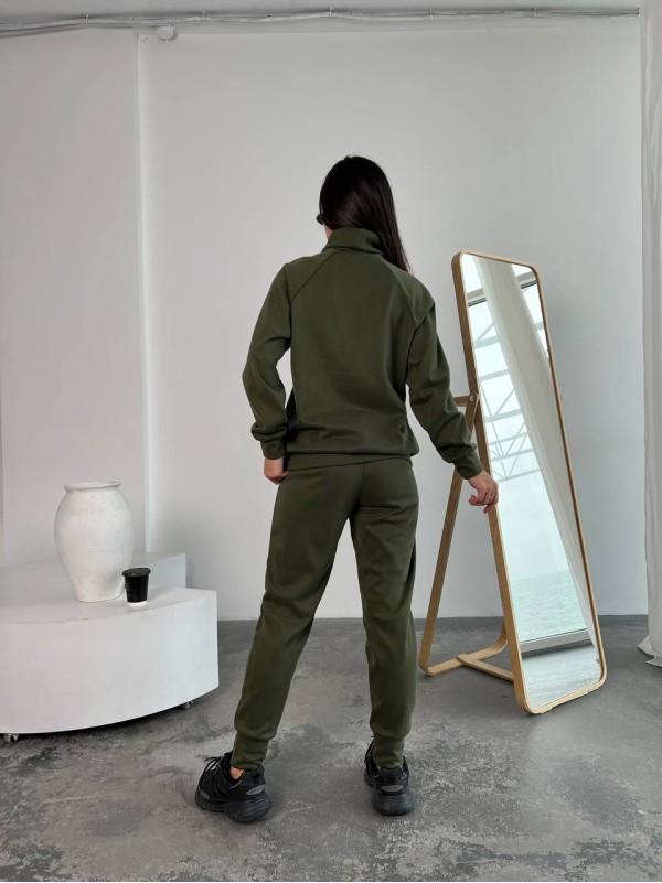 Жіночий повсякденний костюм кольору хакi 26129