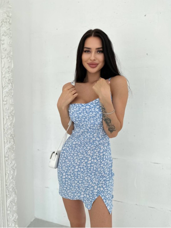 Літня сукня міні блакитного кольору 26629