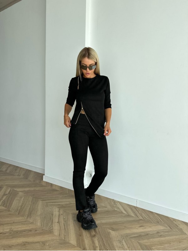 Жіночий прогулянковий костюм чорного кольору 26815