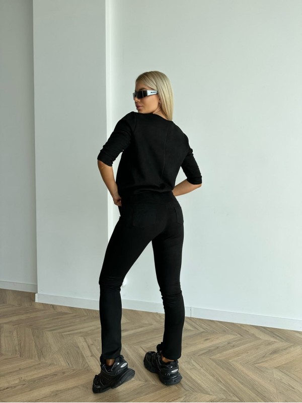 Жіночий прогулянковий костюм чорного кольору 26815