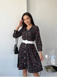 Сукня з поясом чорного кольору 26882