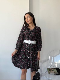 Сукня з поясом чорного кольору 26882