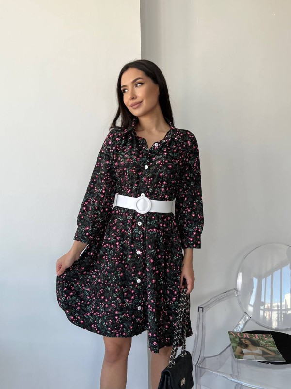 Сукня з поясом чорного кольору 26882