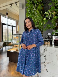 Сукня з поясом синього кольору 26883