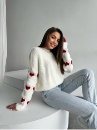 Жіночий светр оверсайз молочного кольору 26919