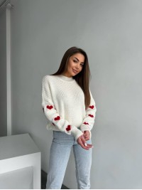 Жіночий светр оверсайз молочного кольору 26919