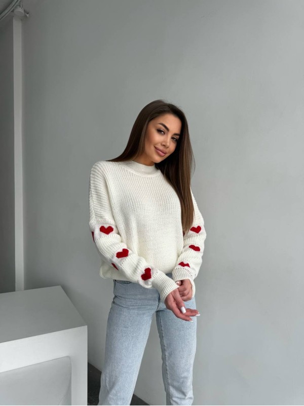 Жіночий светр оверсайз молочного кольору 26919