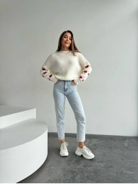 Жіночий светр оверсайз молочного кольору 26919