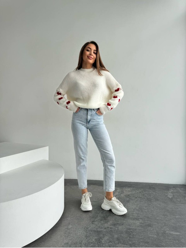 Жіночий светр оверсайз молочного кольору 26919