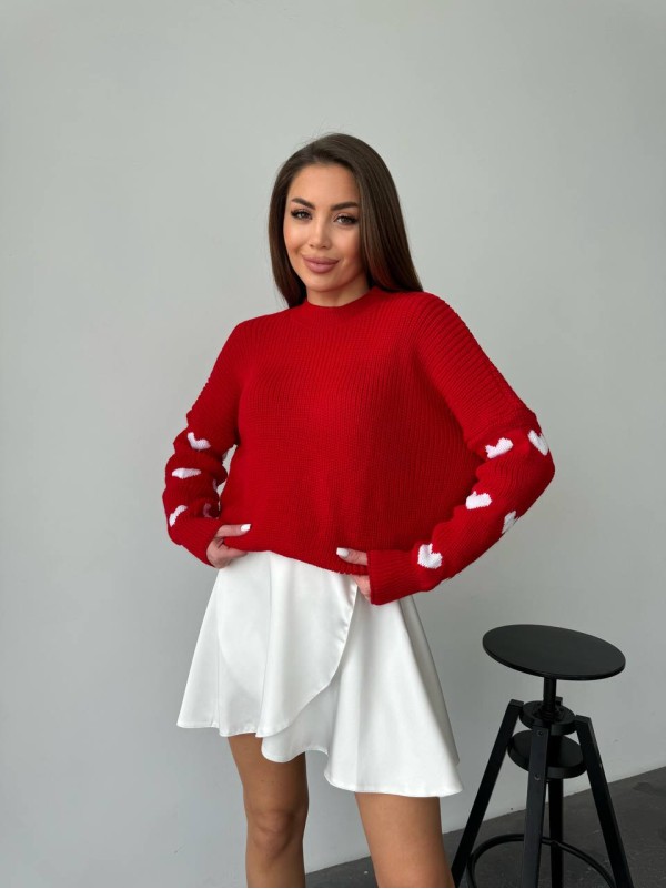 Жіночий светр оверсайз червоного кольору 26921 АО