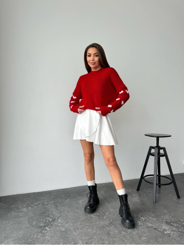 Жіночий светр оверсайз червоного кольору 26921 АО