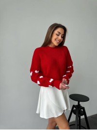 Жіночий светр оверсайз червоного кольору 26921 АО