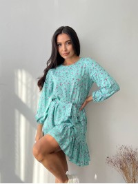 Легка сукня з поясом м'ятного кольору 27165