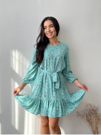 Легка сукня з поясом м'ятного кольору 27165