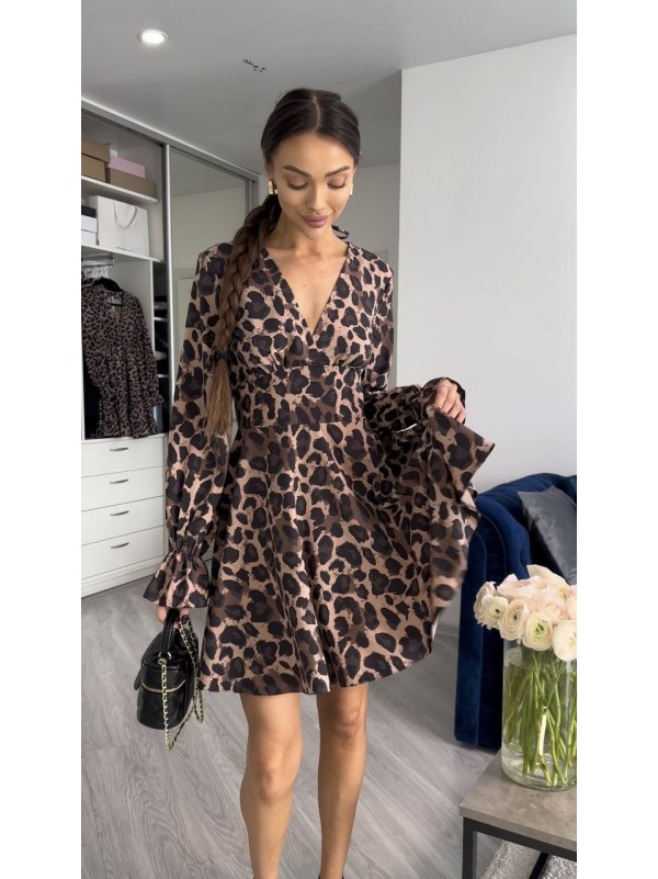 Леопардова сукня міні з відкритою спинкою 27615