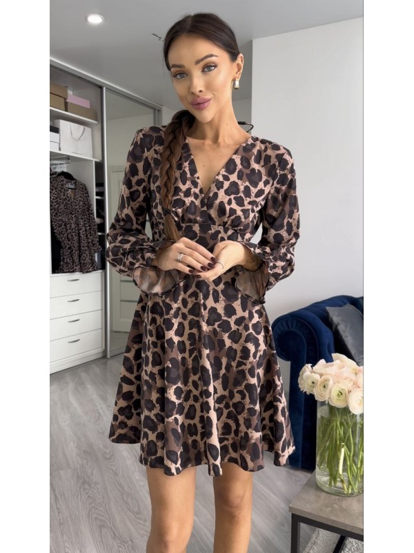 Леопардова сукня міні з відкритою спинкою 27615