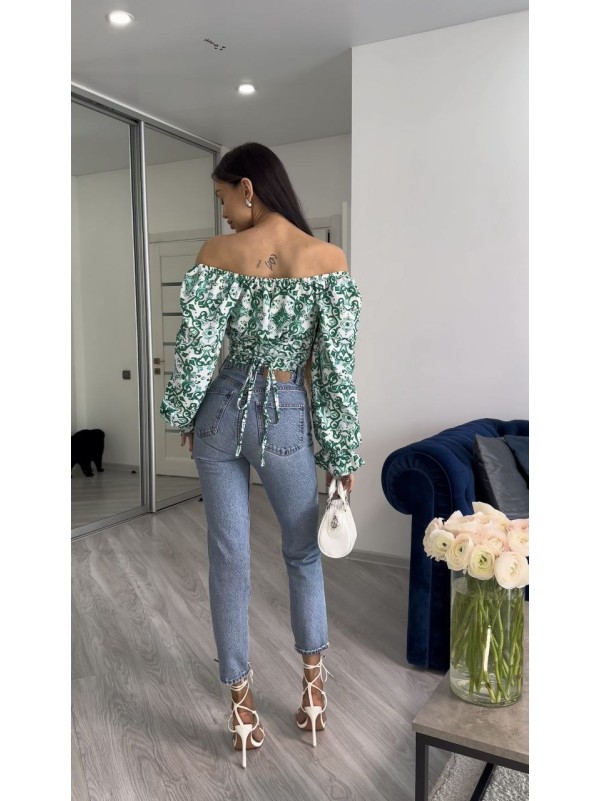 Жіночий топ-корсет зеленого кольору 27175