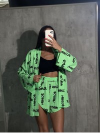 Жіночий костюм (кімоно+шорти) салатового кольору 27222