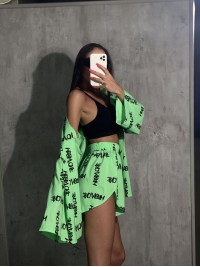 Жіночий костюм (кімоно+шорти) салатового кольору 27222