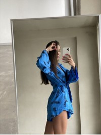 Жіночий костюм (кімоно+шорти) блакитного кольору 27223