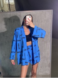 Жіночий костюм (кімоно+шорти) блакитного кольору 27223