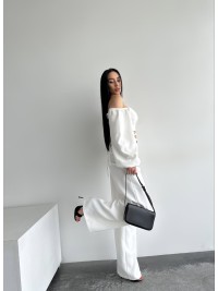 Костюм топ + штани бiлого кольору 27299