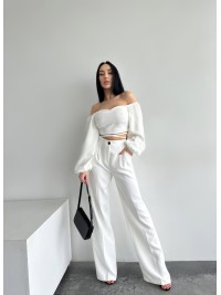Костюм топ + штани бiлого кольору 27299