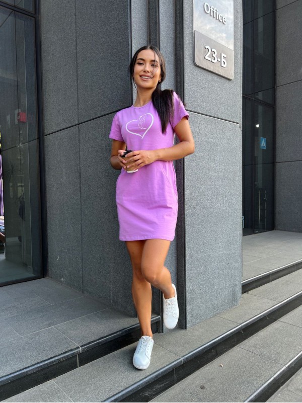 Базове повсякденне плаття лавандового кольору 27385