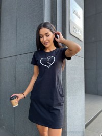 Базове повсякденне плаття чорного кольору 27386