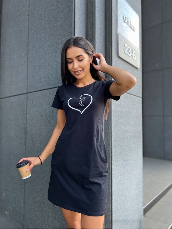 Базове повсякденне плаття чорного кольору 27386