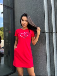 Базове повсякденне плаття червоного кольору 27387