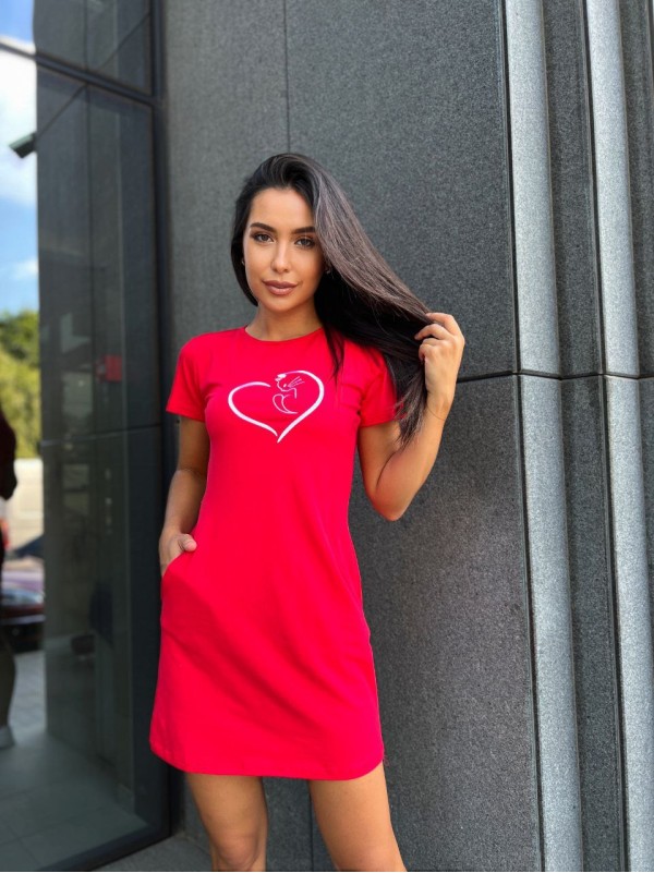 Базове повсякденне плаття червоного кольору 27387