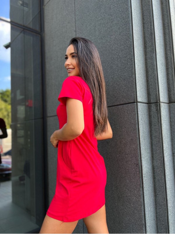 Базове повсякденне плаття червоного кольору 27387