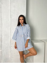 Жіноча сорочка oversize в блакитну смужку 27440