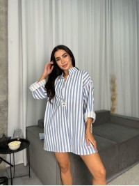 Жіноча сорочка oversize в блакитну смужку 27440