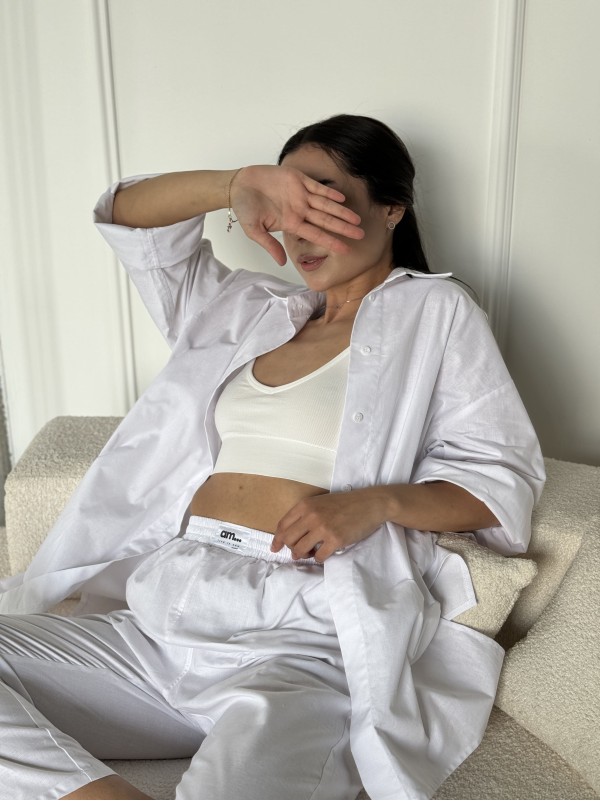 Жіноча сорочка oversize бiлого кольору 27441