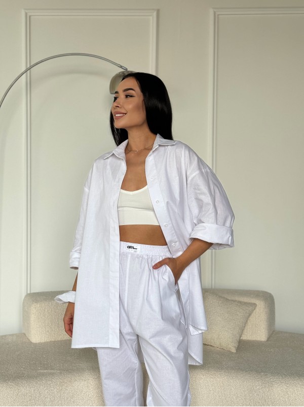 Жіноча сорочка oversize бiлого кольору 27441