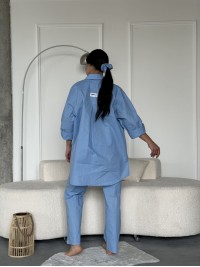 Жіноча сорочка oversize блакитного кольору 27443