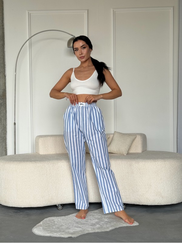 Жіночі повсякденнi штани в блакитну смужку 27446