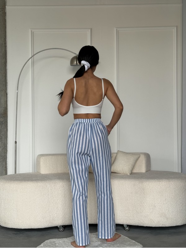 Жіночі повсякденнi штани в блакитну смужку 27446