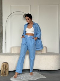 Жіночі повсякденнi штани блакитного кольору 27447