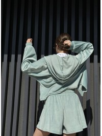 Жіночий велюровий костюм оливкового кольору 27463